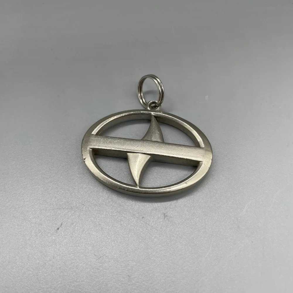 Scion Logo Keychain Pendant Silver Tone Metal Car Enthusiast Key Ring Charm